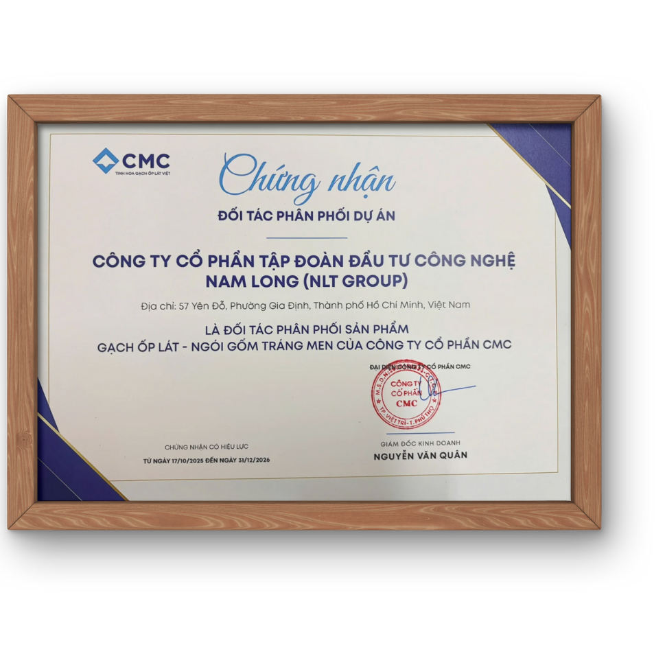 Giấy chứng nhận NLT Group là đối tác phân phối dự án của CMC