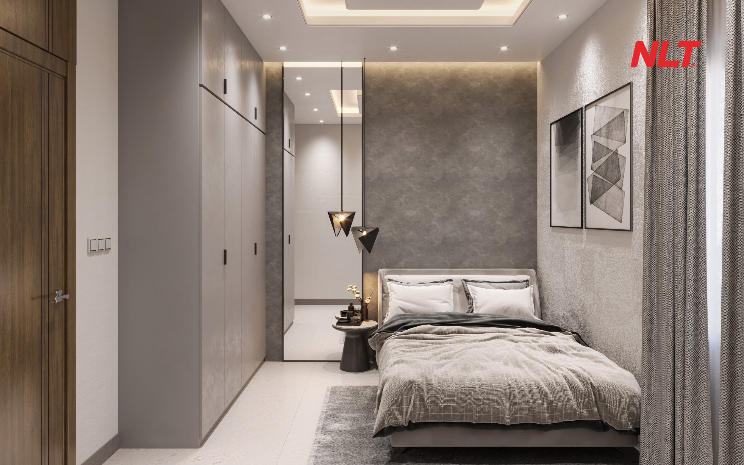 Gạch Ceramic Lát gạch ceramic satin cho phòng ngủ với tone màu be giúp thư giãn